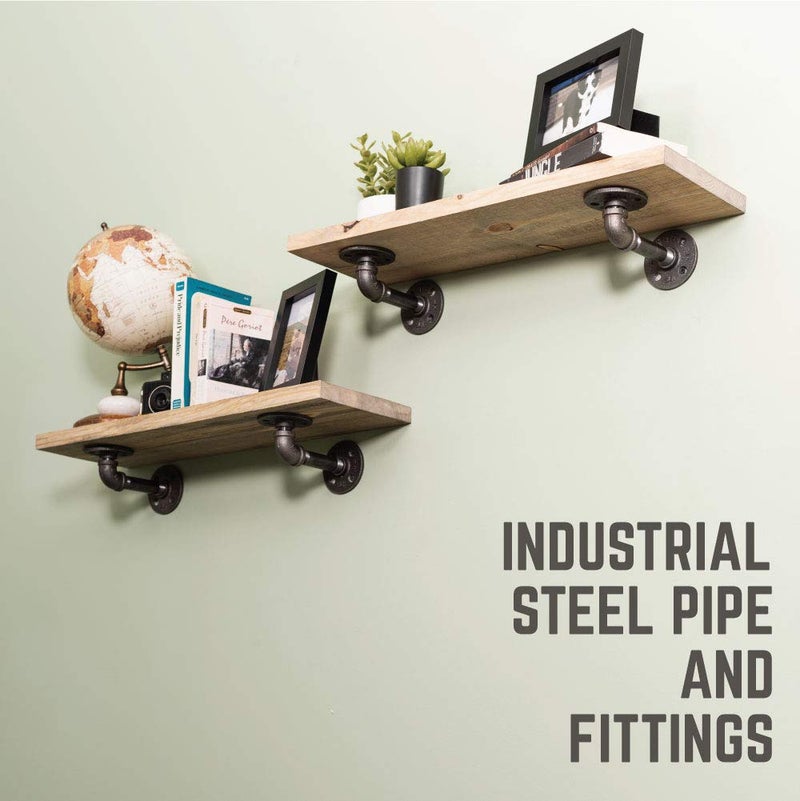 PIPE DECOR Industrial Pipe Shelf Brackets, 6 Inch, 4 Pack â€“ Wall Mounted Double Flange Floating Shelf Hardware, Rustic Vintage-Style Shelving Support Set - Image 4